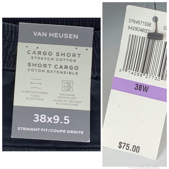 Van Heusen NWT Black 9.5” Cargo Shorts, 38 - Picture 14 of 15